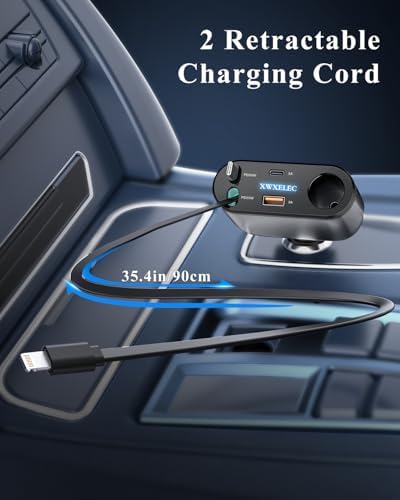 Ultimate 5-in-1 Retractable Car Charger with Fast 180 W Power Delivery, Dual USB-C Cables, and Replaceable Fuse for Enhanced Safety – Perfect for i Phone, Galaxy, Pixel, and GPS Devices on the Go