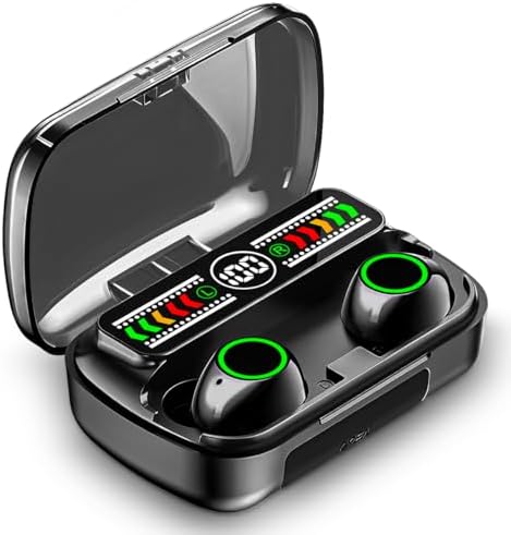 Ultra-Compact Bluetooth 5.3 Earbuds with IPX5 Waterproof Design – Lightweight In-Ear Headphones Featuring Built-in Microphone for Crystal-Clear Calls, Immersive Premium Sound, and Extended Connectivity Range – Includes Portable Charging Case for Ultimate Convenience in Black