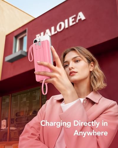 VRURC 10,000 m Ah Slim Power Bank – Ultimate Multi-Device Portable Charger with Built-in Cables, 5 Outputs & Dual USB-C Inputs for i Phone, Samsung, Android – Travel Essential for On-the-Go Power Solutions