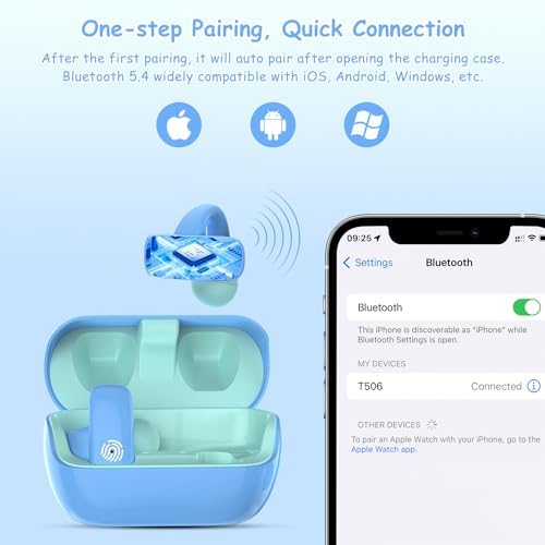 BANIGIPA Kids Bluetooth 5.4 Open Ear True Wireless Earbuds – Ultra-Lightweight Headphones with Safe 85 d B Volume Control for Young Listeners – Perfectly Designed for School, Travel & Clear Communication with Built-in Mic