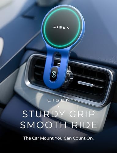 LISEN 15 W Mag Safe Car Mount Charger – Ultra-Fast Magnetic Wireless Phone Holder for i Phone 12-16 & Samsung Devices – Secure Vent Installation, Effortless Navigation & Sleek Design for Modern Drivers – Essential Fast Charging Accessory for On-the-Go Lifestyles