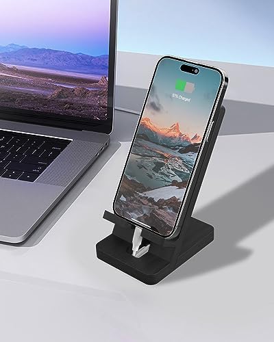Cell Phone Stand with Tray, Wood Phone Docking Station for Men, Phone Holder for Desk, Men’s Docking Station and Organizer, Wooden Desk Organizer – Enhanced Compatibility and Speed