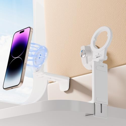 PROfezzion Magnetic Airplane Phone Holder for MagSafe, iPhone 16, 15, 14, 13, 12 & All Phones, Handsfree Phone Mount for Seat Tray Table, Pocket Size Travel Essentials Must Have Accessories for Flying – Enhanced Compatibility and Speed
