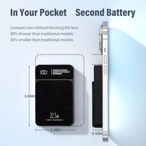 Discover the Ultimate 5000 m Ah Magnetic Portable Charger for i Phone Series – Fast 22.5 W PD Wireless Power Bank with LED Display for Effortless Charging on the Go – Sleek Black Design for Enhanced Compatibility and Travel Convenience Elevate your charging experience with this state-of-the-art 5000 m Ah mobile power bank, engineered for seamless integration with i Phone 16/15/14/13/12 models. Experience the power of 22.5 W PD fast charging that delivers rapid energy replenishment when you need it most. The innovative magnetic attachment ensures a secure connection, eliminating the hassle of tangled cords while providing reliable power throughout your day. The sleek black design not only enhances your device’s aesthetics but also features a user-friendly LED display that keeps you informed of your battery status at a glance. Whether you’re commuting, traveling, or simply out and about, this lightweight and portable charger is your essential accessory for staying connected. Crafted from premium materials for durability, this power bank is designed to withstand the rigors of daily use. Say goodbye to low battery anxiety and embrace the convenience of on-the-go charging with this cutting-edge portable charger tailored for your i Phone.