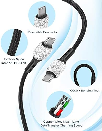 Stylish Pink Bling USB C Car Charger – 48 W Power Delivery & Quick Charge Dual-Port Adapter with 3.2 FT Type-C Cable for i Phone 16, 15 Pro Max, i Pad, Samsung Galaxy & Android Devices – Ultimate Fast Charging Solution for On-the-Go Convenience and Enhanced Compatibility