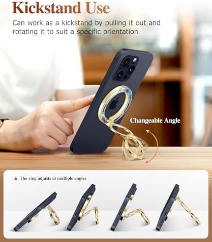 GVIEWIN Magnetic Phone Ring Holder, Compatible with MagSafe Phone Grip with Adjustable Stand, Magnet Phone Ring Kickstand for iPhone 16 Pro Max/Plus/15/14/13/12 Series/Other Phones (Purple) – Enhanced Compatibility and Speed