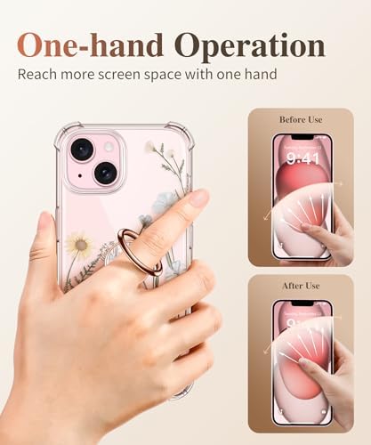 GVIEWIN Stylish Marble Phone Ring Holder with 360° Rotation for Ultimate Grip and Kickstand Functionality – Compatible with i Phone 16 Pro Max, 15 Plus, 14, 13, 12 Series & Galaxy S25/S24 Ultra – Elegant Flowing Sakura Design for Enhanced Safety and Usability