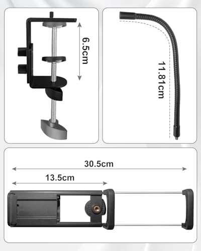 Versatile Gooseneck Tablet Stand Holder Set – Adjustable Flexible Arm Mount for Enhanced Hands-Free Use with i Pad, Kindle, Galaxy Tabs & More (4.7-13.5 Inches) – Ergonomic Design for Bed, Desk & Travel Convenience
