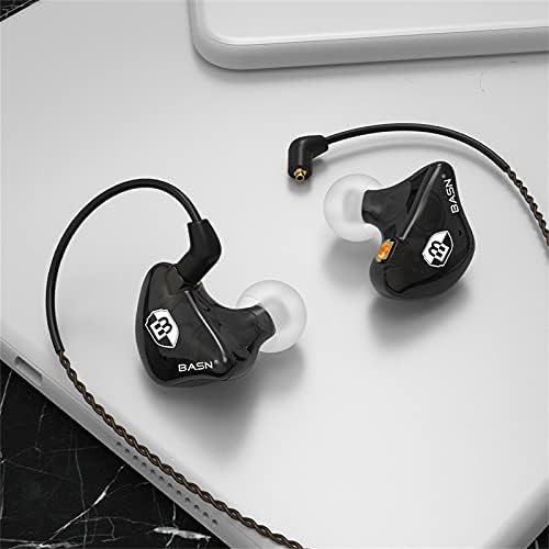 BASN Bsinger PRO Dynamic Driver In-Ear Monitor Headphones for Musicians – Premium Noise Isolating Earbuds with Dual Detachable MMCX Cables (Sleek Black Finish) for Ultimate Sound Clarity and Comfort