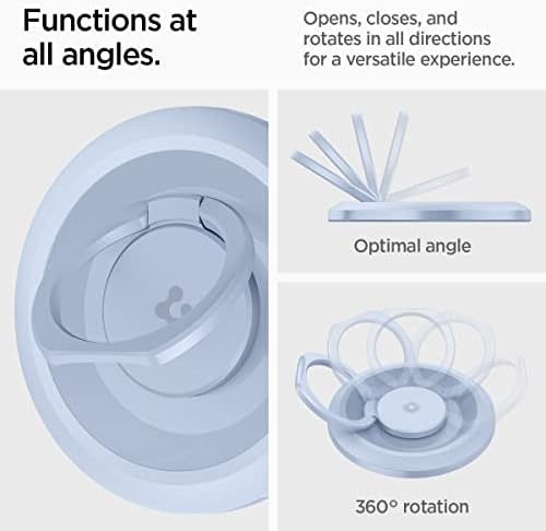 Spigen O-Mag Magnetic Phone Holder Grip for Mag Safe – Enhanced 360-Degree Rotation and Anti-Scratch Design for i Phone 16, 15, 14, 13, 12 Series & Galaxy S25/S24/S23 – Versatile Kickstand & Slip-Free Grip in Sleek Black (OM100) – Ultimate Compatibility with Magnetic Cases