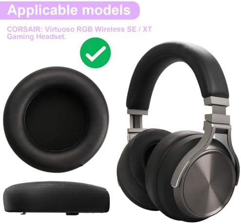 Ultimate Comfort Upgrade: Premium Replacement Ear Pads for Corsair Virtuoso RGB Wireless XT SE Gaming Headset – Luxurious Memory Foam & Durable Protein Leather for Long Gaming Sessions and Enhanced Sound Quality