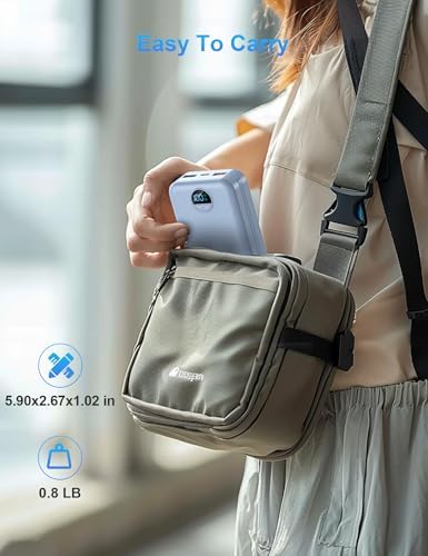 Ultimate 20,000 m Ah Portable Charger with Wall Plug – Fast Charging USB-C Power Bank with Built-in Cables, Digital Display, and Versatile 5 Output Ports for i Phone, Android, and Tablets – Stay Charged Anywhere with Enhanced Compatibility and Speed