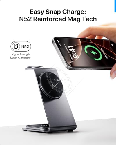 Intoval Premium 3-in-1 Magnetic Wireless Charging Dock for i Phone 16/15/14/13/12 Pro Max, Apple Watch Series 10 Ultra/SE/9/8/7/6, and Air Pods Pro/2/3 – Sleek Silver Design with Fast Charge Technology for Ultimate Convenience and Compatibility