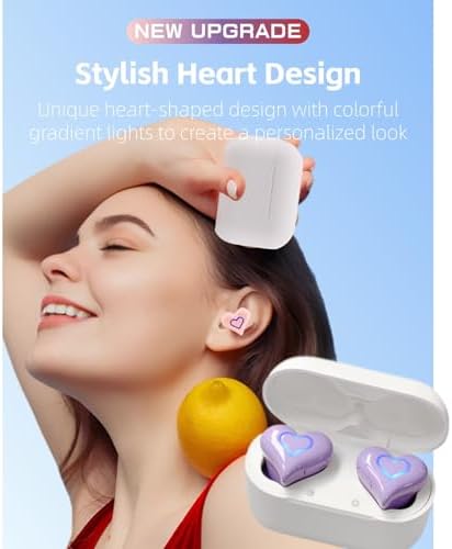 Yoidesu Heart-Shaped Bluetooth Earbuds – Chic Red Design with Superior Noise Cancelling and Hi-Fi Stereo Sound, Ideal Gift for Music Lovers and Trendsetters, Portable Charging Case for Effortless Audio Enjoyment on the Go