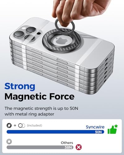 Syncwire Magnetic Phone Ring Holder – Titanium Alloy Kickstand for i Phone 12-16 Pro Max & Compatible Android Devices – Ergonomic Design, Enhanced Mag Safe Stability, Lightweight Grip for Ultimate Hands-Free Convenience