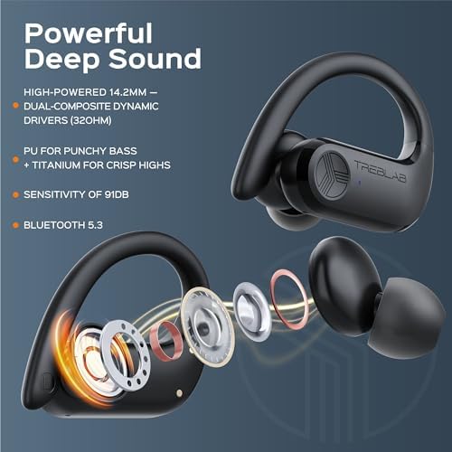 TREBLAB X3 Pro True Wireless Earbuds – Ultimate Workout Companion with Bluetooth 5.3, Exceptional Bass, and Noise Isolation, 145 Hours Playtime, IPX5 Waterproof & Sweatproof Design, Dual Mics for Crystal-Clear Calls, Perfect for Active Lifestyles