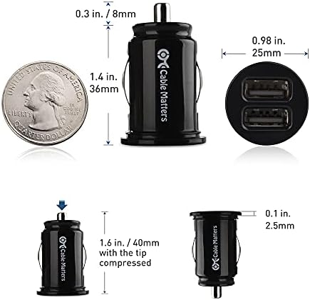 Sleek 2-Pack Dual USB Car Charger for Fast Device Charging – Cable Matters 4.8 A 24 W Flush Mount Adapter for Smartphones & Tablets – Compact Design with Enhanced Safety Features for Effortless Travel Power