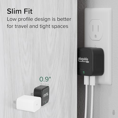 Dual USB-C 40 W Fast Charging Wall Adapter – Compact Plugable Power Charger for i Phone 16, i Pad, Air Pods, Samsung Galaxy, Google Pixel – Foldable Design for Portability and Versatile Use in Home or Travel – Sleek Black Finish for Modern Aesthetics and Enhanced Device Compatibility