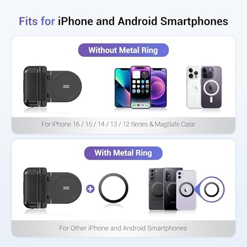 Transform Your Smartphone Photography with the JJC Magnetic Camera Grip Handle – Lightweight Ergonomic Phone Accessory with Wireless Shutter Remote & Tripod Compatibility for i Phone and Android Users, Stylish White Finish for Enhanced Control and Effortless Shooting
