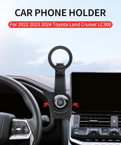 Custom Toyota Land Cruiser LC250 2024/2025 Phone Holder – 360° Rotatable Mag Safe-Compatible Cell Phone Mount for 8/12.3-Inch Screens – Secure Clip Design for Safe Driving and Optimal Navigation