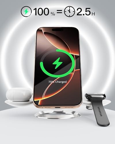 Ultimate 2025 3-in-1 Wireless Charging Station: Fast Mag-Safe Compatible Dock for i Phone 12-16 Series, Air Pods & Apple Watch – Sleek Black Design for Home & Office Efficiency