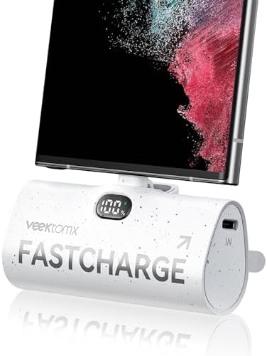 Ultra-Compact VEEKTOMX 5000 m Ah USB-C Power Bank – Lightweight 20 W Fast Charger for On-the-Go Device Power, Ideal Mini Travel Battery Pack for i Phone 16/15 & Samsung S23, Enhanced Portability and Versatile Compatibility for Busy Lifestyles