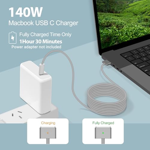 Upgrade Your Charging Game: 140 W USB-C to Magnetic 3 Cable (2 m/6.6 ft) for Seamless Compatibility with 2022/2023 Mac Air & Pro Models, Enhanced Rapid Charging & Durable Braided Design for Optimal Performance and Convenience