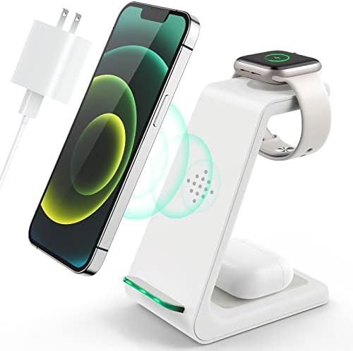 Sleek Pink 3-in-1 Wireless Charging Station: Fast Desk Charger for i Phone 16/15/14/13/12 Pro Max, Apple Watch Series 10-3, and Air Pods 4/3/2 Pro – Enhanced Compatibility & Space-Saving Design for Effortless Charging Efficiency
