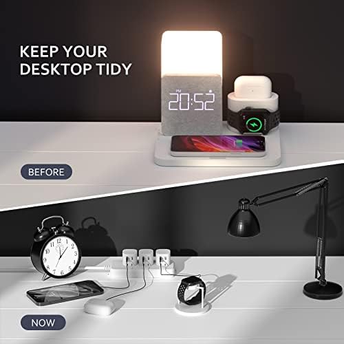 Transform Your Charging Experience with the 7-in-1 Wireless Charging Station – Integrated Alarm Clock, Adjustable Night Light, and Fast Charging Dock for i Phone 12/13/14/15/16 Pro & Air Pods – Sleek, Space-Saving Design for Home and Office Use