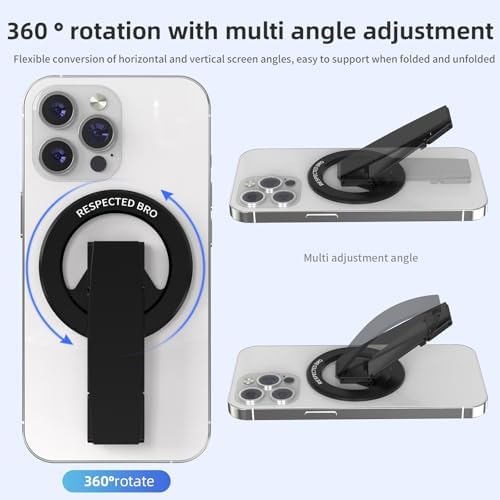 Revolutionary Dual-Function Magnetic Phone Grip & Kickstand – Ultimate 2-in-1 Holder with Adjustable Silicone Finger Strap for i Phones, Androids & More (Vibrant Orange) – Exceptional Stability, Ergonomic Comfort & Versatile Viewing Angles