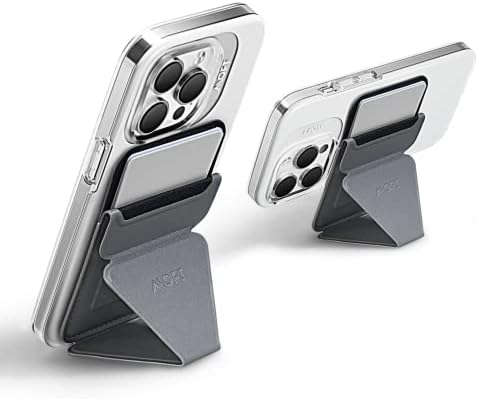 MOFT MagSafe Wallet Stand for iPhone 15/14/13/12 Series MagSafe Compatible Phone Stand with 3 Viewing Angles (Cool Gray) – Enhanced Compatibility and Speed