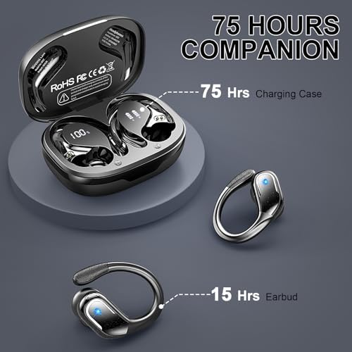 Unleash the Ultimate Audio Power with Rulefiss Bluetooth 5.4 Wireless Sport Earbuds – 75 Hours of Uninterrupted Sound, Advanced Noise Cancellation Technology, and IP7 Waterproof Rating for Unmatched Durability – Perfectly Designed for Active Lifestyles, Gym Enthusiasts, and Outdoor Adventurers Seeking Comfort and Superior Performance.