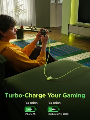 UGREEN 10 FT USB C to USB C Cable – 100 W Ultra-Fast Charging Solution for i Phone 16, Mac Book Pro, Galaxy S24 & More – Durable Nylon Braided Design with 480 Mbps Data Transfer – Essential Tech Accessory for Home, Office & Travel