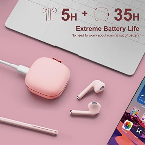 Unleash Your Potential with MOEEN Wireless Earbuds – Advanced Bluetooth 5.0 Headphones Offering 35 Hours Total Playtime, Quick USB-C Charging, IPX5 Waterproof Protection for Active Lifestyles, and Eye-Catching Purple Design for Style and Comfort