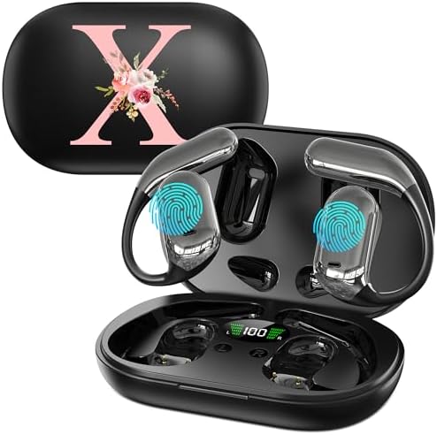 Floral Initial Personalized Wireless Earbuds with Advanced AI Language Translation – Premium Noise Cancelling Bluetooth Headphones for Stylish Communication – Ideal Mother’s Day Gift for Tech Enthusiasts and Culture Lovers