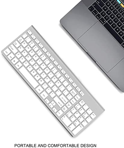 Sleek JOYACCESS J Wireless Keyboard – Ultra-Compact 2.4 G Slim Design with Numeric Keypad for Effortless Typing on Laptops, Mac Book Air, and PCs – Elegant Silver & White Finish for Modern Workspaces – Perfect for Professionals and Students Seeking Enhanced Productivity