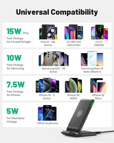 Ultimate INIU 15 W Wireless Charger – Qi-Certified Fast Charging Station with Sleep-Friendly Adaptive Light for i Phone 16/15/14/13 Pro, Samsung Galaxy S25/S24/S23, and More – Compact & Safe Power Hub for Home and Office Use