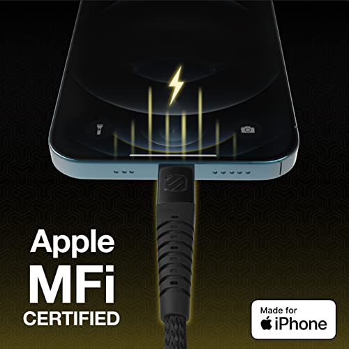 Scosche Ci4 B4 SG-SP MFi Certified Strikeline 4 ft Braided Lightning & USB-C Charging Cable – Fast, Durable, and Stylish Power Solution for Seamless Device Compatibility in Space Gray
