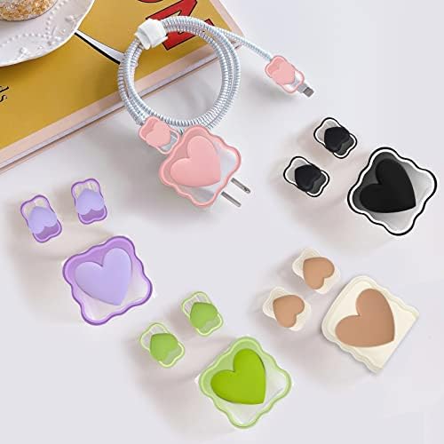 Charming Kawaii Waves DIY Cable Protector for i Phone Chargers – 3 D Love Heart Design, Durable Data Cable Saver for i Phone 11, 12, 13, 14, Pro Max, XS, XR, X, 7, 8 Plus – Lightweight & Easy to Install for Enhanced Charging Experience – Perfect i Phone Charger Accessory to Prevent Fraying and Damage