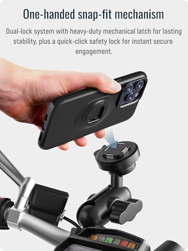 sincetop Quad Series Phone Holder for Bikes & Motorcycles – Premium Aluminum Handlebar Mount with Quick Lock Mechanism – Universal Fit for Mountain, Road, E-Bikes & Scooters – Securely Accommodates All Phone Sizes for Seamless Navigation and Hands-Free Experience
