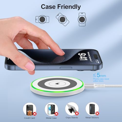 Pixel 9 Pro XL Fast Wireless Charging Pad – 15 W Charger Station for Google Pixel 9, 9 Pro, Fold 9 Pro, 8 Pro, 7 Pro, and Compatible Devices – Includes QC3.0 Adapter for Galaxy S25 Ultra, S24 Ultra, S23, S22 – Compact Design with Safety Features and LED Indicator for Effortless Charging