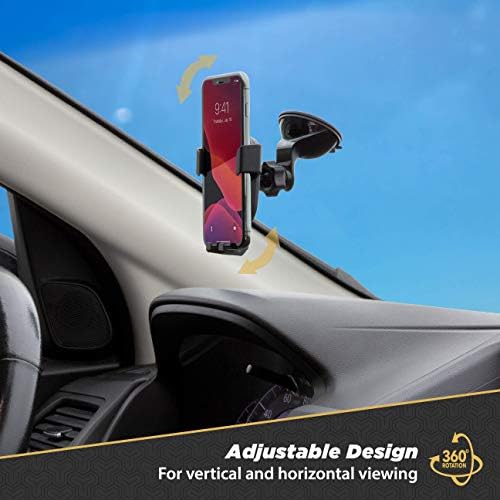 Scosche HDVM 3-in-1 Universal Cell Phone Mount: Versatile Suction Cup Holder for Windshield, Dashboard, and Vent – Compatible with i Phone 16/15/14/13/12 & Smartphones Up to 3.5 Inches – Enhanced Stability for Safe Hands-Free Use