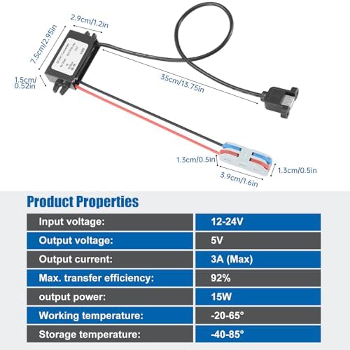 Rugged IP67 Waterproof USB Charging Hub – High-Efficiency DC-DC Converter for Trucks, Off-Grid Solar Systems, and Marine Use – 10-90 V to 5 V 3 A (15 W) Power Supply for Extreme Conditions – Durable, Dustproof, and Shock-Resistant for Reliable Charging Anytime, Anywhere