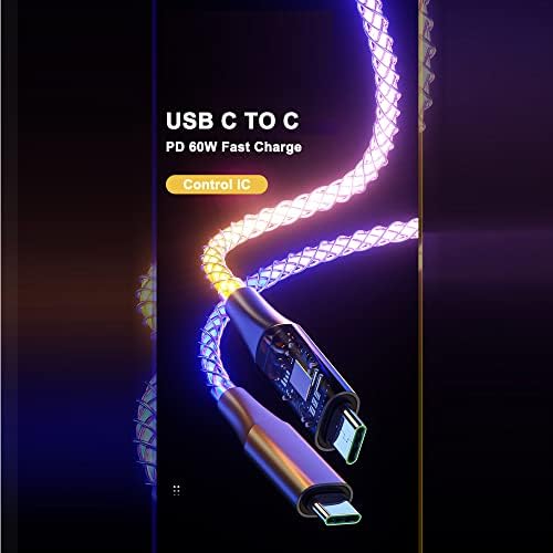 IHAO 60 W USB Type C to Type C Fast Charging Cable with LED Current Indicator – High-Speed Data Transfer for Android & i OS Devices – 39 Inch Universal Charger in Vibrant Green – Durable, Efficient Power Delivery for Modern Tech