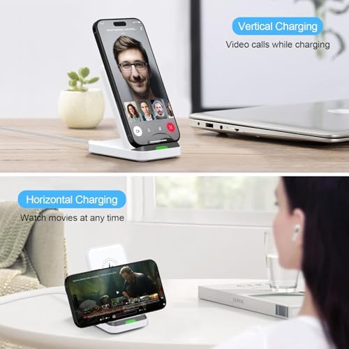 15 W Fast Wireless Charging Stand for Moto G Power 5 G 2024, Edge/Razr 2024, G Stylus 5 G – Compatible with i Phone 16/15, Samsung Galaxy S25/S24 Ultra/S24 FE/S23/S22, Google Pixel 9 Pro/8/7 – Sleek Design with Safety Features for Efficient Charging