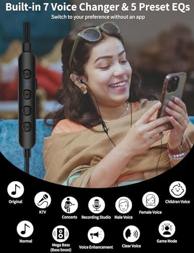Transform Your Audio Journey: Cutting-Edge USB C Noise-Canceling Earbuds with 5 Tailored EQ Profiles & 7 Creative Voice Modulation Modes for Gaming, Karaoke, and Music Enjoyment – Immerse Yourself in Rich Hi-Fi Stereo with Powerful Bass & Crystal-Clear HD Microphone – Seamless Compatibility with All USB C Devices for Everyday Use, Workouts, and Leisure – Superior Clarity and Comfort for the Ultimate Sound Enthusiast