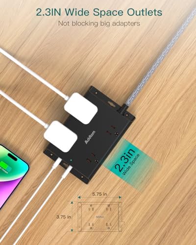 Ultimate 15 ft Surge Protector Power Strip with 4 USB Ports, Addtam Flat Plug Extension for Home Office and College Dorm – Enhanced Compatibility, Space-Saving Design, and Fast Charging for Multiple Devices