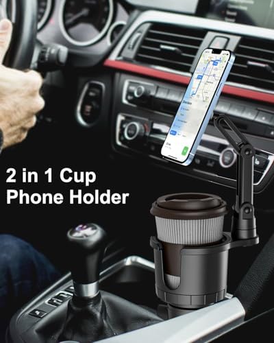 Mag Safe Car Mount Cup Holder – Innovative Magnetic Phone Holder with Adjustable Height for Optimal Viewing, Designed for Standard Cup Holders, Compatible with i Phone 16, 15, 14, 13, 12, 11, X Pro Max Plus – Boost Driving Safety and Hands-Free Convenience
