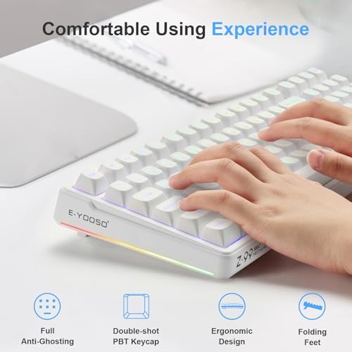 Revolutionize Your Typing and Gaming with the HUO JI E-Yooso Creamy Mechanical Keyboard – Hot Swappable, Pre-Lubed Linear Switches, Gasket Structure with Sound Dampening Foam, Customizable RGB Backlighting, 99 Keys for Seamless PC/Mac Compatibility – Elevate Performance & Comfort Today!