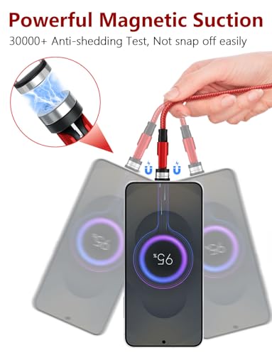Revolutionary 540° Magnetic Charging Cable Set – 3 in 1 Versatile USB Charger for Micro USB, Type C & Lightning | Durable Nylon Braided Design with LED Indicator | Multiple Lengths (1.6 ft, 3.3 ft, 6.6 ft, 10 ft) for Ultimate Convenience and Fast Charging